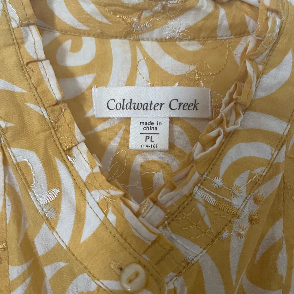 Coldwater Creek petite large gold sleeveless blouse